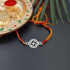 Seaila 925 Sterling Silver Rakhi Set Designer Collection Raksha Bandhan Gift for Brother Handmade Bulk Customized Color Hinduism - Product Image 1