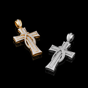 Collier Pendentif Croix Torsadée en Argent 925 Moissanite pour Homme, Breloque Croix Religieuse Sertie de Pierres, Bijou Gothique de Luxe Tendance - Product Image 5