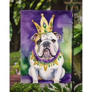 Bulldog Inglés Multicolor King Mardi Gras Garden Flag Buzón Decorativo Yard Banner para Patio Obra DE ARTE Camas de flores-Tamaño de patio - Product Image 3