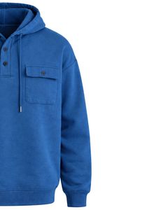 Sudadera con Capucha Azul Rey para Hombre, con Cierre de Botones, Bolsillos Dobles en el Pecho, Estilo Casual Urbano, Fabricante Personalizado - Product Image 2