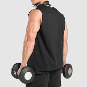 Men's Sporty <b>Black</b> Sleeveless Tank <b>Top</b> O-Neck Solid Knitted Breathable Casual Workout Fitness <b>Vest</b> Wholesale - Product Image 3