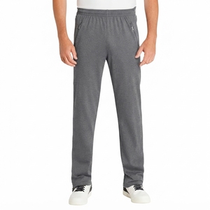 Pantalon de sport pour homme, coupe droite, avec taille élastique et poches zippées, idéal pour la course à pied et l'entraînement en salle de sport - Product Image 1