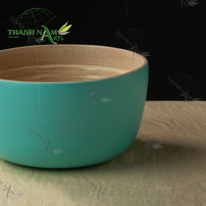 Saladier en bambou naturel, léger et réutilisable, fait à la main, accessoire de fête jetable personnalisé en vert jade - Product Image 3