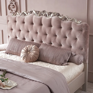 Juego de Cama Matrimonial de Lujo, Estilo Europeo, Tapizado, con Detalles en Caoba, Tallado a Mano, Diseño Elegante con Rosas - Product Image 4