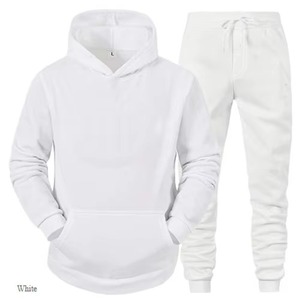 Men's Black Hooded Tracksuit <b>Set</b> Casual Solid Color Full Sleeve Drawstring Pants With Side Pockets Regular Fit Autumn Wear - Product Image 2
