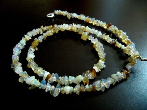 Natural Ethiopian <b>Opal</b> Irregular Chip Gravel Uncut Nugget Beaded <b>Necklace</b> Strand 18 Inches - Product Image 3
