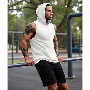 Haut de sport sans manches à capuche pour la course et l'entraînement, coupe épaules dénudées - Product Image 3