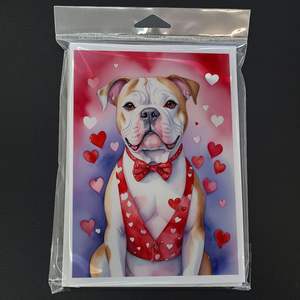 Whimsical American Bulldog My Valentine Tarjetas de felicitación Paquete de 8 tarjetas de notas en blanco con sobres A7 Tamaño 5x7 - Product Image 3