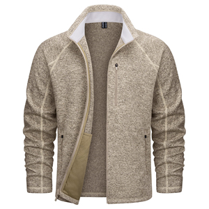 Ensemble de survêtement 2 pièces beige pour homme, veste zippée à col rabattu, manches longues, pantalon de survêtement à cordon de serrage, décontracté - Product Image 2