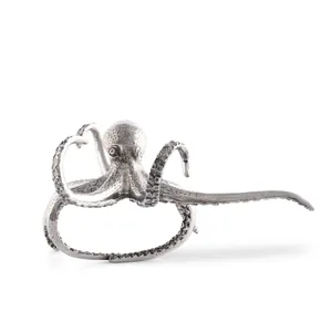 Sculpture de pieuvre plaquée argent en alliage de zinc, décoration artistique, thème animal, forme irrégulière, décoration d'intérieur - Product Image 2