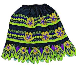 Azul oscuro Bordado floral Lana Cintura natural Zip Fly Casual Transpirable Ecológico Hasta el suelo Faldas Tejido Método de tejido - Product Image 6