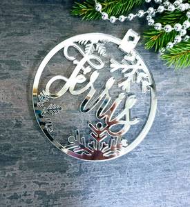 Adorno Navideño Circular de Madera con Nombre Marina, Diseño de Copo de Nieve Cortado con Láser, Decoración Rústica para Pared del Hogar - Product Image 4