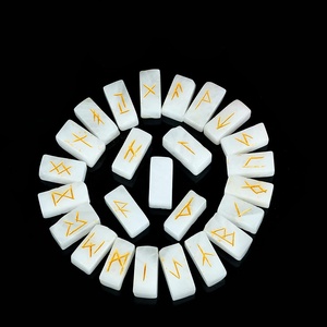 ชุดหิน Rune Crystal อาเกตสีขาว,ชุดหินเอ็ลเดอร์ Futhark ของขวัญโชคลาภสำหรับตกแต่งจักระ - Product Image 2