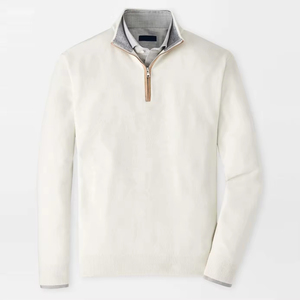 Sudadera de Golf Blanca con Cuello de Cremallera 1/4, Forro Polar Liso de Invierno, con Logotipo Personalizado, para <span class=keywords><strong>Hombre</strong></span>, Estilo <span class=keywords><strong>Polo</strong></span> - Product Image 1