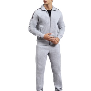 Chándales de dos piezas de lana de color sólido informales para hombre recién llegados al por mayor para invierno con logotipo personalizable - Product Image 1