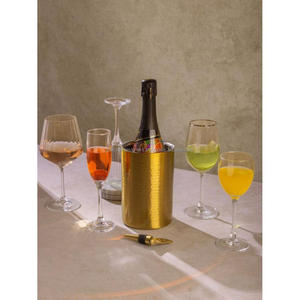 Refroidisseur de vin en plaqué or Modèle TCD Seau à glace isolé en acier inoxydable Support de bouteille de champagne d'une seule pièce Refroidisseur de vin - Product Image 1