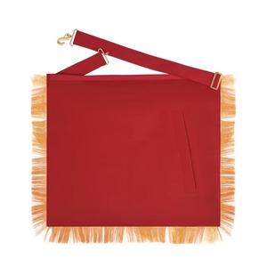 Delantal de Maestro Masón de la Logia Azul con Cinta Roja, Hilo Dorado, Corona y Flecos de Encaje Étnico de Terciopelo MAP-0116 - Product Image 6