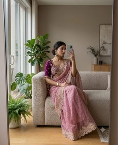 Reglance Heavy Buti Embroidered for <b>Satin</b> Saree Sequences Fancy Tussel <b>Blouse</b> Traditional Style Quick Dry Best Women Wedding - Product Image 5