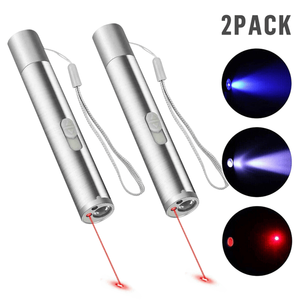 2pcs 3-in-1 1mw USB <b>Rechargeable</b> Pet Toy Pen <b>Flashlight</b> Red Laser Beam UV Light 3 Modes Lamp Interactive & Movement Toys - Product Image 4
