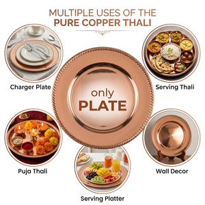 Ensemble de thali en cuivre fait main pour la Pooja, assiette traditionnelle pour la Puja, cadeau pour le festival Diwali, thali Aarti, décoration pour le temple à domicile, vente en gros - Product Image 4