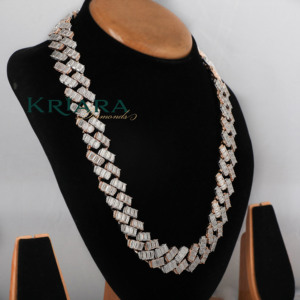 S925 Moissanite <b>Statement</b> <b>Necklace</b> Gold Plated Baguette Cut Geometric Design Women's Luxury Jewelry - Product Image 3