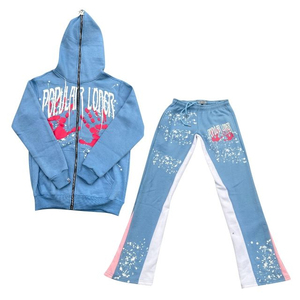 Conjuntos Deportivos Unisex Personalizados Estilo Urbano, Pantalones Deportivos Anchos con Estampado Vintage Hip Hop, 400 GSM, Algodón de Secado Rápido y Transpirable - Product Image 1
