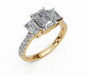 Colgante/Dije de compromiso de oro rosa con diamante cultivado en laboratorio Royal Triad de 1.981 quilates, tres piedras, para aniversario de boda, oro de 14K, 15 piezas - Product Image 5