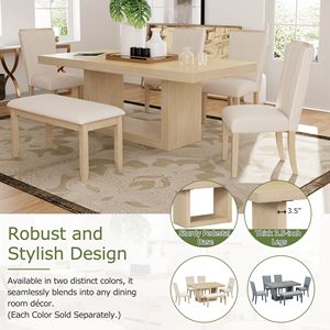 Set da Pranzo Contemporaneo con Tavolo Allungabile da 78 Pollici e 6 Sedie, Panca Rimovibile da 18 Pollici e 4 Sedie Imbottite - Product Image 2
