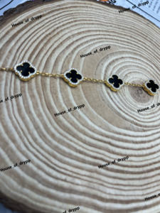 <b>Black</b> Clover <b>Bracelet</b> Silver Moissanite Diamond Accent Chain <b>Bracelet</b> Elegant Luxury Fashion Jewelry For <b>Women</b> - Product Image 2