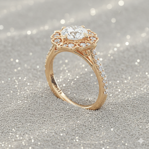 Bague de fiançailles avec halo de diamants en forme de larme - Product Image 3