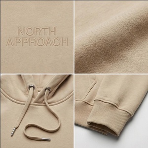 เสื้อฮู้ดผู้ชาย North Approach สีเบจ ผ้าฝ้ายเฟรนช์เทอร์รี่ มีกระเป๋าหน้า สวมใส่สบายๆ สำหรับฤดูใบไม้ร่วง - Product Image 4