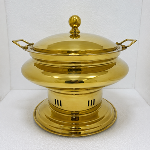 Luxury Brass Round Chafing Dish with Lid, Hotel Buffet Food Warmer, Catering Chafer, Restaurant Banquet Serving Dish, for Hotel - Product Image 2