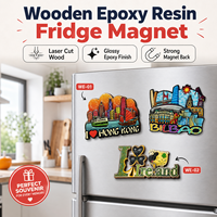 Imanes Personalizados para Refrigerador, Imanes de Madera con Resina Epoxi, Forma de Logotipo de Ciudades, Pintados con Tinta UV, para Decoración del Hogar, Imanes Promocionales