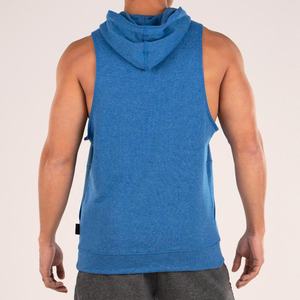 Custom Logo 2024 <b>Men's</b> Casual Workout Gym <b>Hoodie</b> Muscle Bodybuilding <b>Sleeveless</b> Tank Top with Cut-Off Style - Product Image 5