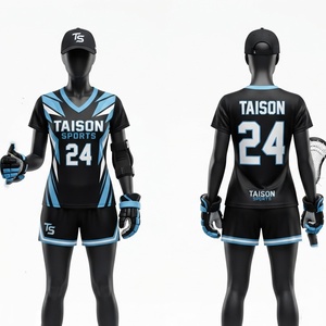 <b>Men</b> Lacrosse Uniform 140 GSM Premium Polyester Sublimated Jersey <b>Shorts</b> <b>Black</b> Blue Athletic Panel Custom Team Logo Anti-UV - Product Image 1