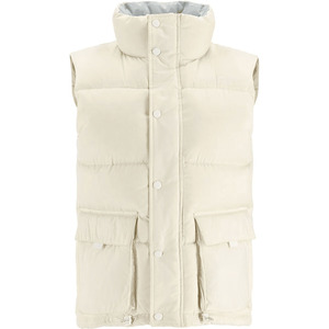 Chaqueta de Invierno Cortavientos para Mujer con Logotipo Personalizado, Cuello Alto, Sin Mangas, Impermeable, con Capucha y Relleno de Plumón Blanco - Product Image 5