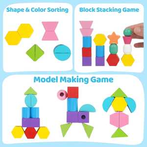 Wudly 5-Pillar Sorter Lacing Beads Colorful Wooden Montessori Bead Toy Set Educativo Threading Toys para niños de más de 3 años - Product Image 3