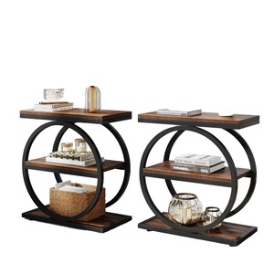 Modern 3-Tier Metal Storage Rack Durable <b>Standing</b> Table Organizer <b>Shelf</b> for Living Room - Product Image 1