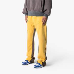 Pantalones acampanados de hombre 2026 personalizados de peso pesado con tecnología Built In Motion, lavado sucio, 100% algodón French Terry, bajo sin rematar, estilo holgado - Product Image 5