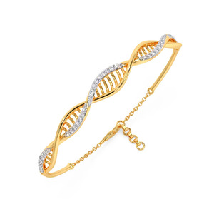 Bracelet en diamants Leaf Link avec cadre fin en or jaune et motif central botanique fluide - Product Image 1