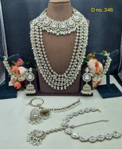 Luxury <b>Bridal</b> Kundan <b>Jewelry</b> <b>Set</b> Antique Gold Plated Multi Layer Necklace Matching Jhumka Earrings Damini Nath Wedding Jewellery - Product Image 4