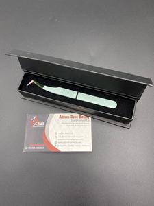 Pince à épiler d'extension de cils de volume russe de type L enduit de poudre vert sauge durable testée à la main sourcils de beauté en acier inoxydable - Product Image 5