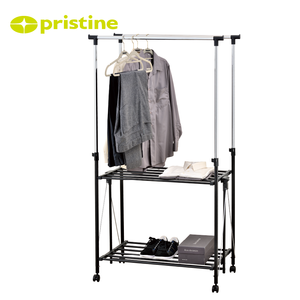 Tendedero de Ropa de Doble Nivel, de Acero, Móvil, Tipo Vertical, Diseño Minimalista para Baño, Lavadero, Organizador de Almacenamiento - Product Image 5