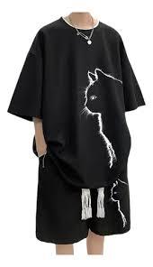 T-shirt graphique surdimensionné personnalisé pour homme |   T-shirt en coton lourd 250-300 GSM |   Impression d'art minimaliste avec profil de chat - Product Image 2