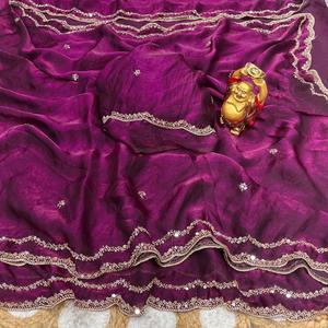 Elegant Reglance for Satin Silk Saree with Beautiful Rose <b>Gold</b> Beads Work Designer Border Heavy Designer Work <b>Blouse</b> Quick Dry - Product Image 1