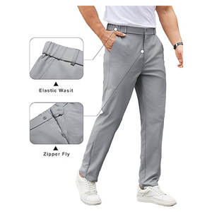 Pantalones Chinos Casuales para Hombre, Cintura Elástica, Ligeros, Corte Clásico, Pantalones de Vestir para Negocios con Bolsillos, Cómodos, de Algodón - Product Image 4