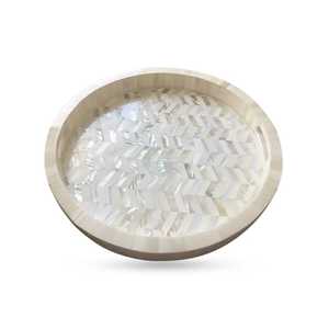 Plateau de service rond en nacre finition brillante pour thé et café, vente en gros, plateau décoratif personnalisé pour la maison, pour ustensiles de cuisine - Product Image 6