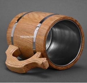 Jarra de Cerveza Artesanal de Madera de Mango 100% Natural y Acero, Estilo Antiguo, de Calidad Única, Regalo Perfecto para Amantes de la Cerveza - Product Image 2