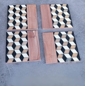 Ensemble de sous-verres carrés géométriques nordiques modernes en MDF, résistants à la chaleur, antidérapants, pour la décoration de la maison et du bar - Product Image 4