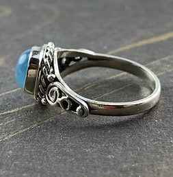Bague en argent sterling faite à la main avec pierre précieuse naturelle de calcédoine aqua, fournisseur en gros JAIPUR SILVER - Product Image 4